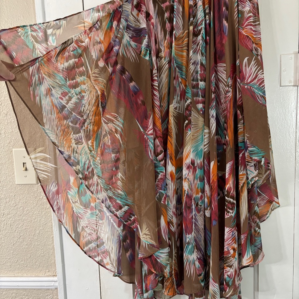 Tasha Polizzi Western Feather Print Long Midi Flowy Design Skirt - Picture 8 of 15